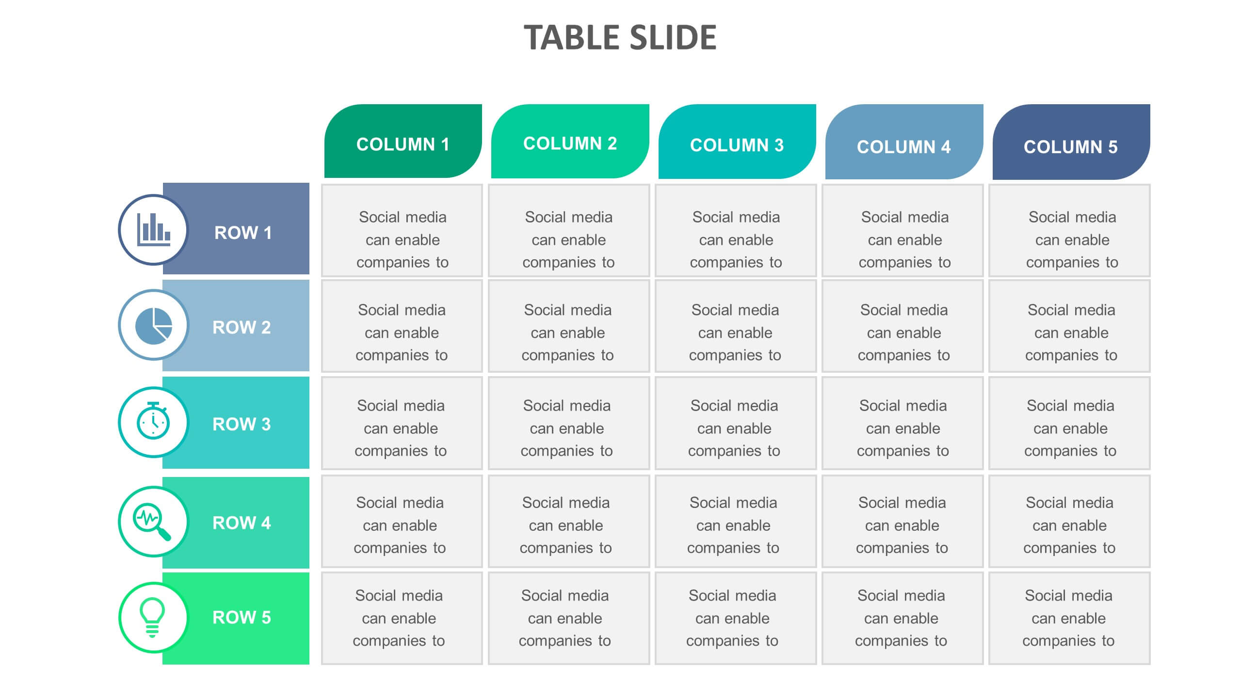 Slide templates table slide