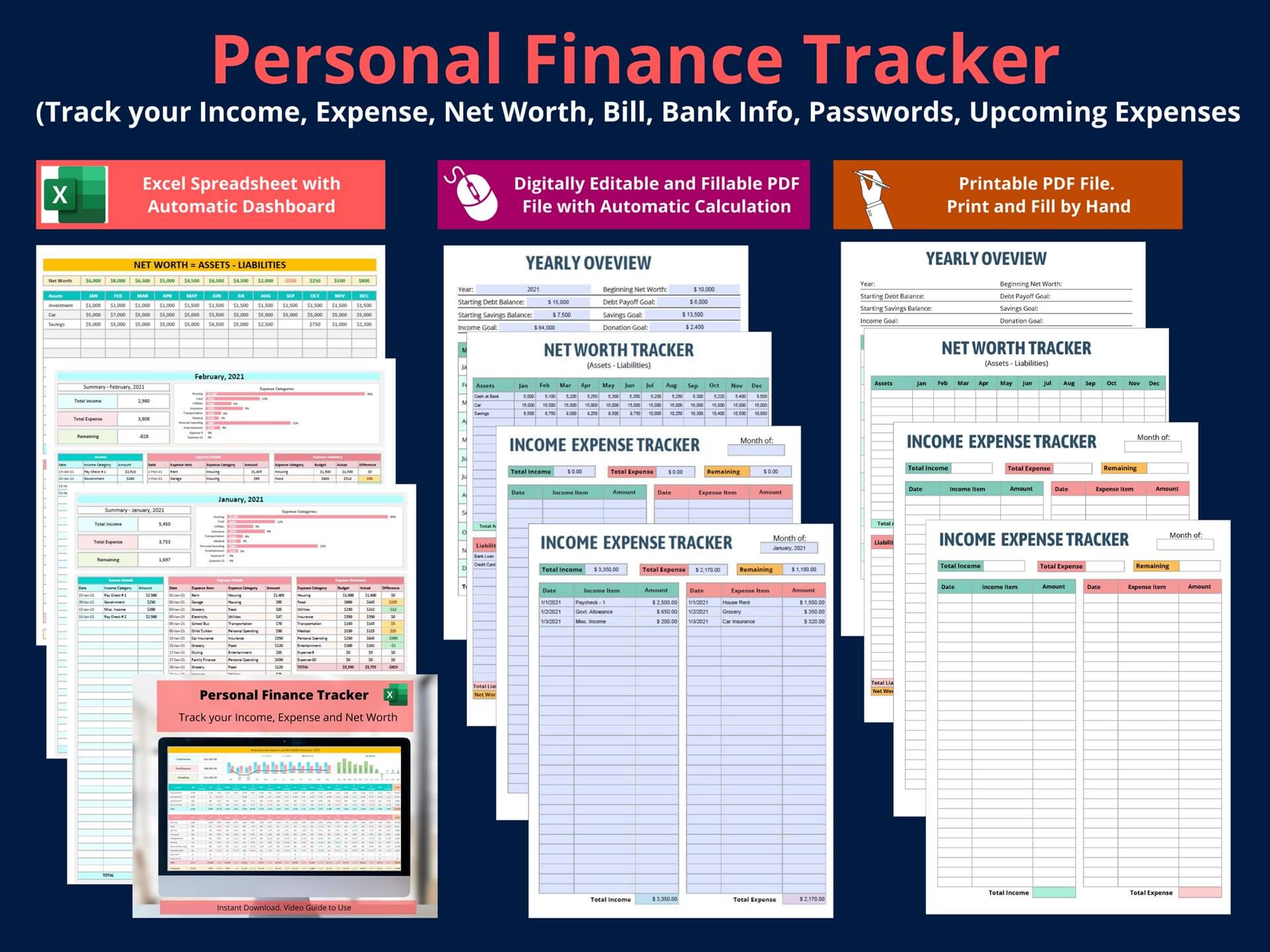 Dashboard Templates Personal Finance Tracker